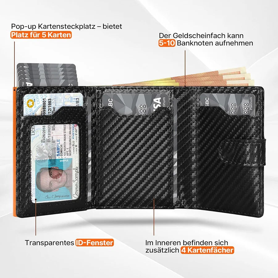 Porte-monnaie Pop-Up avec Compartiment Monnaie Protection RFID Porte-cartes de Crédit pour hommes