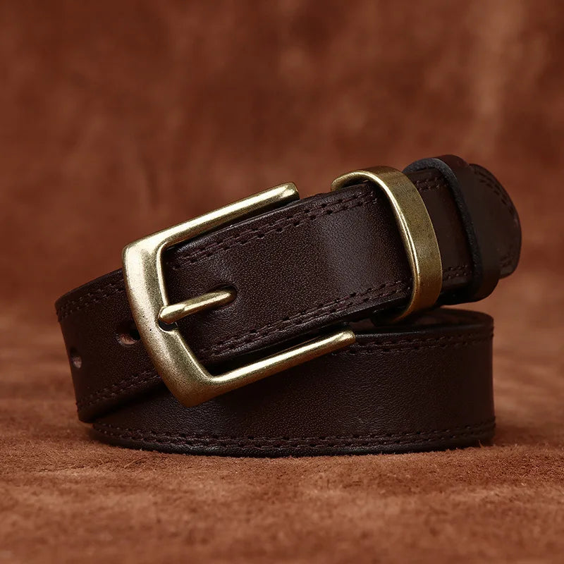 2.8CM Ladies Pure Cowhide High Quality Genuine Leather Belts for Women Needle Buckle Jeans Cowboy Waist Belt Luxury Designer