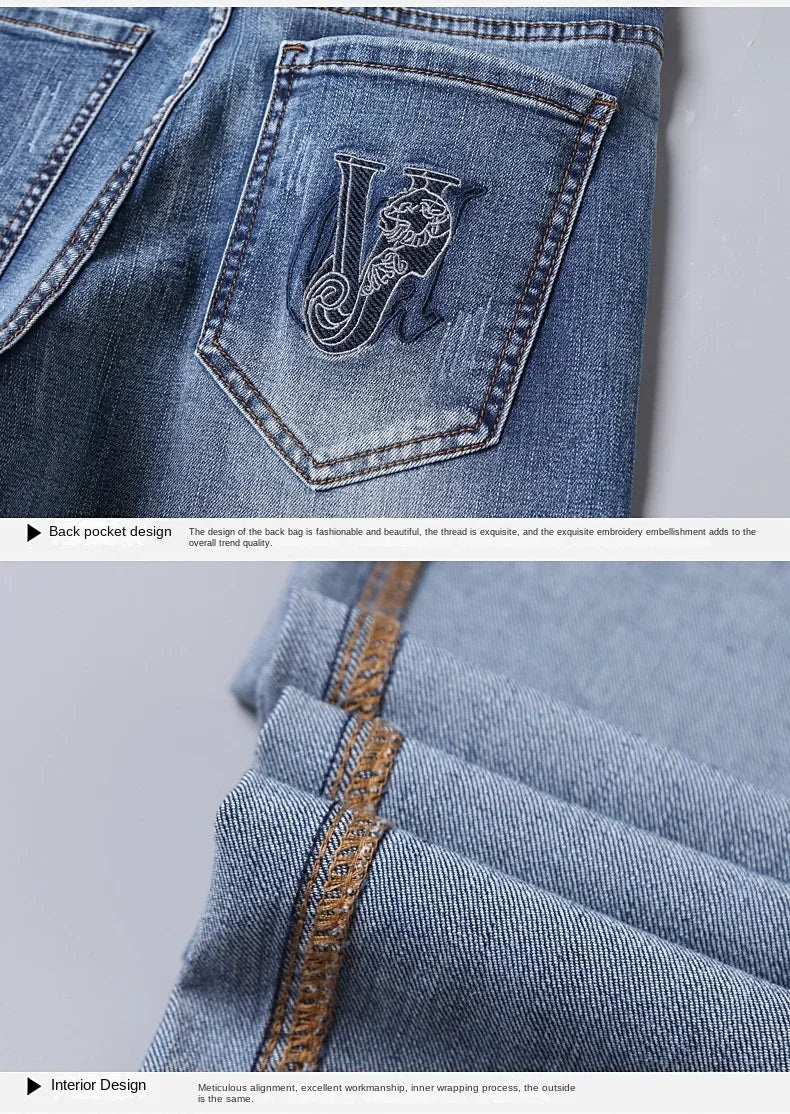 European Luxury Brand High-end Trendy Jeans Men's Slim Fit Fashion Versatile Casual Long Pants  Men Denim Y2k Clothes Men
