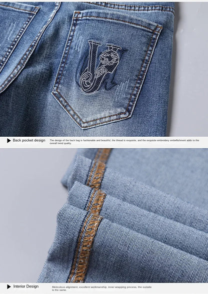 European Luxury Brand High-end Trendy Jeans Men's Slim Fit Fashion Versatile Casual Long Pants  Men Denim Y2k Clothes Men