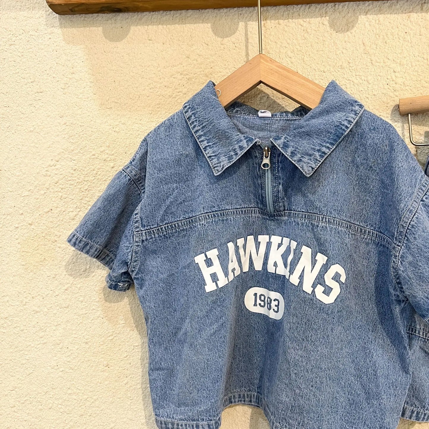 Summer Baby Girls Boys Cotton Alphabet Half Zip Denim T-Shirt Tops+Shorts Pant School Kids Tracksuit Child 2PCS Outfit 1-12Years