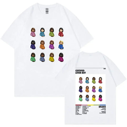 Rapper Drake Certified Lover Boy Album Print Graphic T Shirt Unisex Hip Hop Fashion T-shirt Men's 100% Cotton Oversized T-shirts