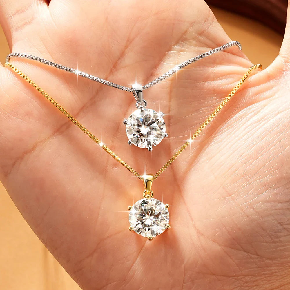 Pass Diamond Test 1.0ct–5ct Moissanite Necklace Sparkling Solitaire Pendant Necklaces for Women Wedding Party Jewelry Gift