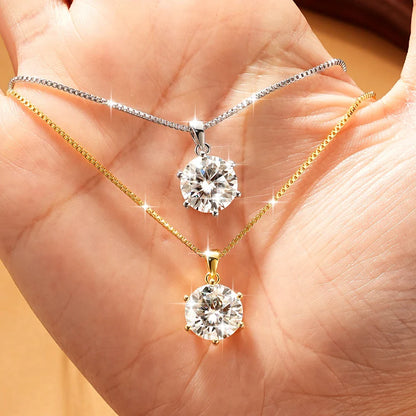 Pass Diamond Test 1.0ct–5ct Moissanite Necklace Sparkling Solitaire Pendant Necklaces for Women Wedding Party Jewelry Gift