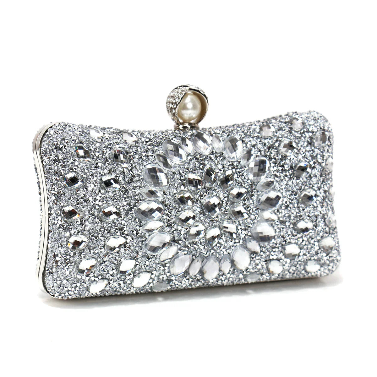 Golden Metal Pearl Rhinestones Glitter Evening Bags Small Lady Prom Dinner Luxury Night Gift Girlfriend Purse Acrylic Diamonds E