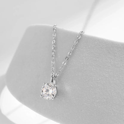 1CT Prong Setting Moissanite Necklace D color VVS1 Lab Diamond Pendant For Women 925 Sterling Silver Wedding Jewelry