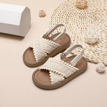 Girls Summer Beach Shoes Ethnic Style Kids Casual Sandals Soft Sole Fashion Children Retro Princess Shoes 2026 Summer New 21-37