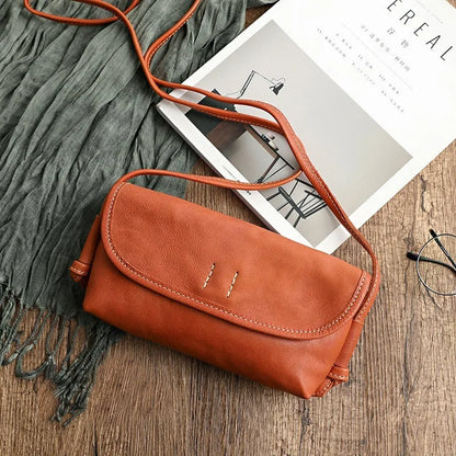Handmade Retro Soft Cow Leather Women Bag 2026 New Simple Solid Color Shoulder Bags Leisure Ladies Small Messenger Bag