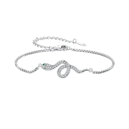925 Sterling Silver Luxury Spirit Snake Bracelet Lobster Clasp Chain Pave Setting CZ for Women Trendy Fine Jewelry