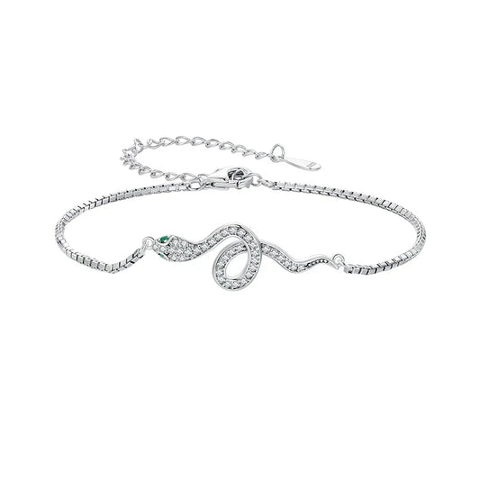 Bracelet de luxe en argent sterling 925, serpent esprit, avec fermoir mousqueton, chaîne et pavé de zircones, pour femme, bijoux fins et tendance
