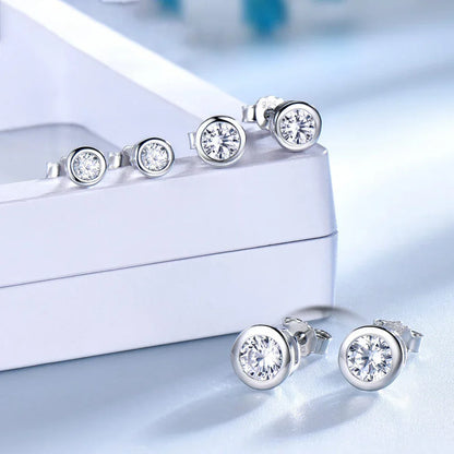 0.3/0.5 Round Cut Lab Diamond Moissanite Stud Earrings For Women Men S925 Sterling Silver Rhodium Plated Earring Wholesale