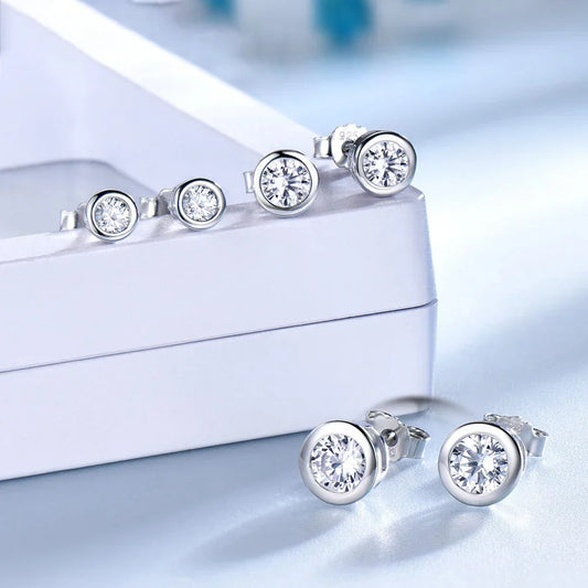 0.3/0.5 Round Cut Lab Diamond Moissanite Stud Earrings For Women Men S925 Sterling Silver Rhodium Plated Earring Wholesale