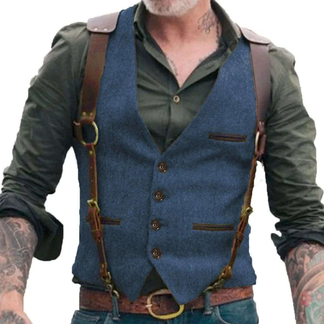 Men Vest Brown V-neck Single Button Solid Waistcoat For Wedding Birthday Banquet Business Casual Daily Men Suit Vest