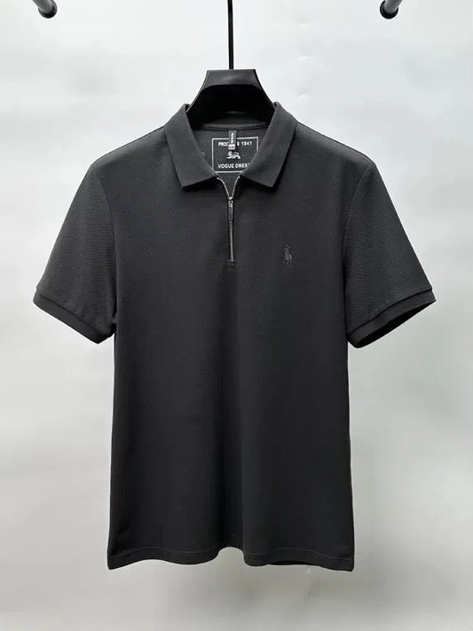 High end brand embroidered men's short sleeve half zip polo shirt short sleeve summer breathable business casual Paul T-shirt
