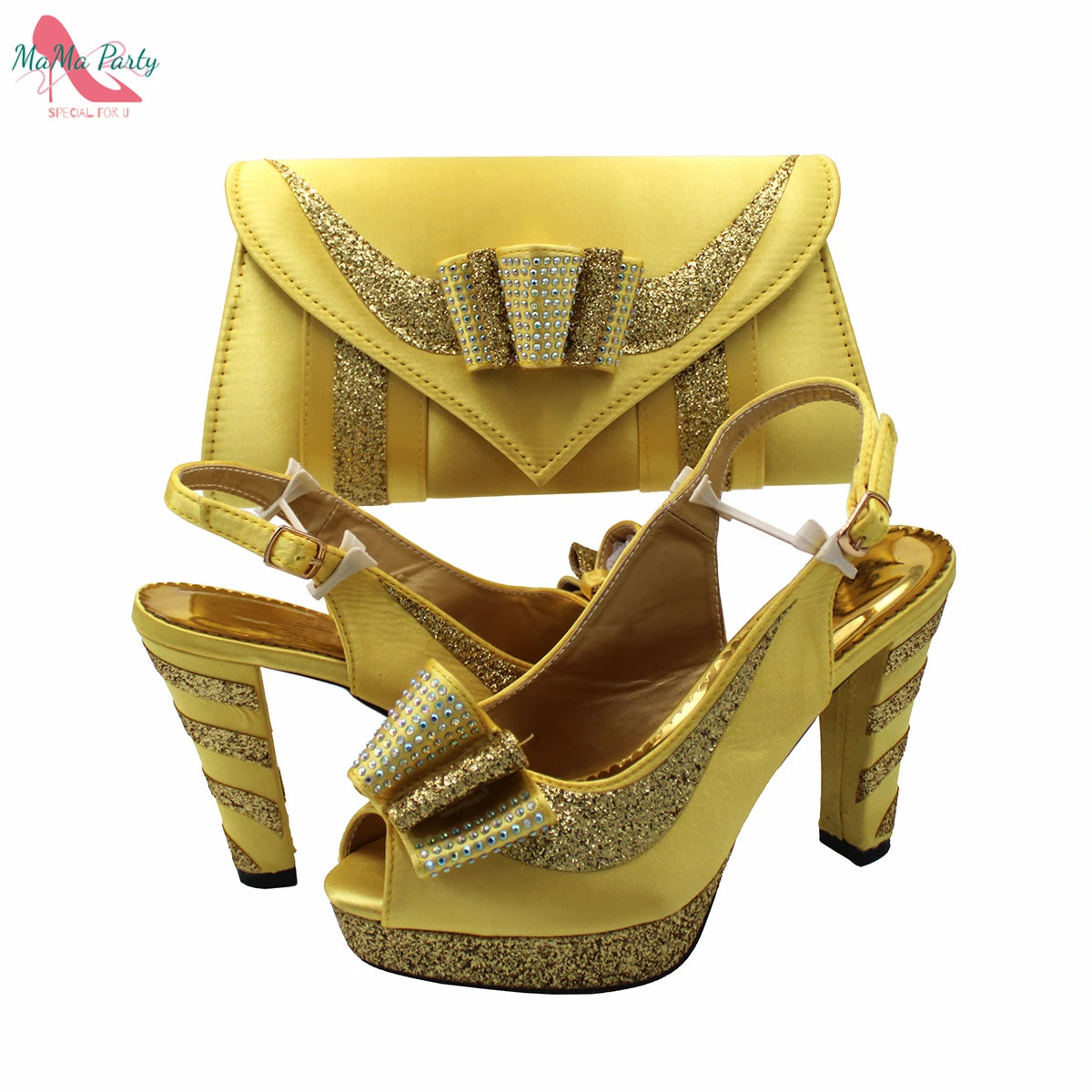 2025 Red Elegant Style Italian Women Shoes Matching Hand Bag Set  Slingbacks Sandals with Platform for Party