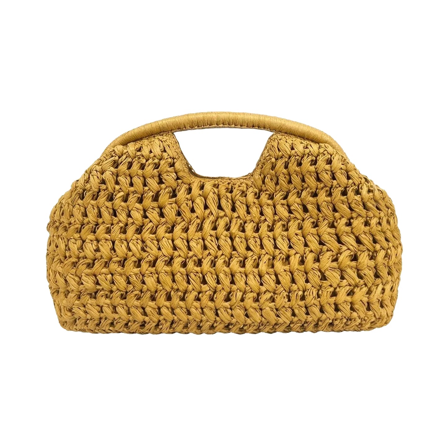 Seaside vacation style grass woven bag, spring and summer new style, European and American high-end feeling, hand-held gold clip