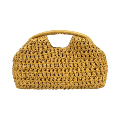 Seaside vacation style grass woven bag, spring and summer new style, European and American high-end feeling, hand-held gold clip