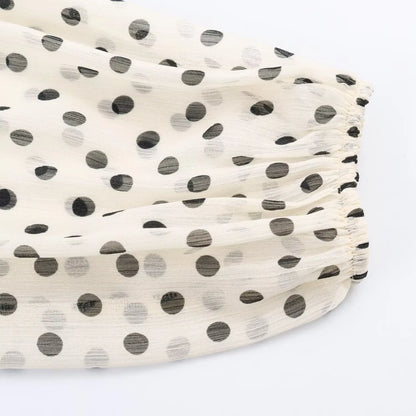 Women Polka Dot Print Blouse Casual High Collar Long Sleeve Lady Top Simple Women's Blouse Female Shirts & Blouses