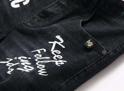 Men Summer White Ripped Denim Shorts Male Holes Short Jeans New Fashion Streetwear Stretch Jeans Shorts Pants Srtaight Fit Jeans