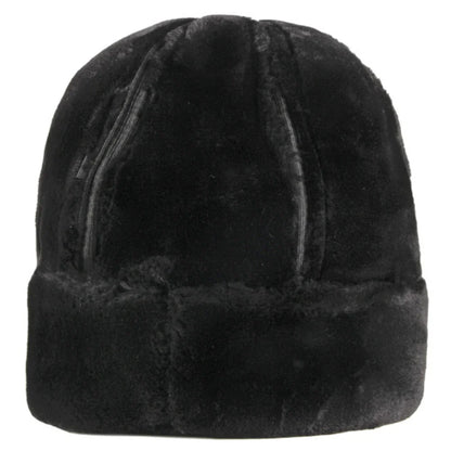 High Quality Autumn Winter Cap Hat PU Leather Thick Warm Pilot Hat Solid Black Fleece Lined Russian Cap 6 Panels Fur Hat
