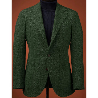 Herringbone Slim Fit Suit Jacket For Men's Single Breasted Business Blazer Casual Jacket Fashion Comfortable Elegant Mens