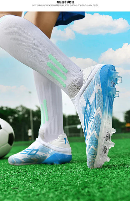 New Men Soccer Shoes Training TF/FG Outdoor Sport Football Boots Adult Long Spikes Non Slip Cleats Breathable Match Comfortable