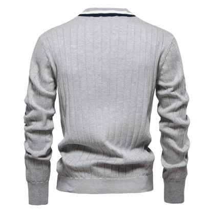 Brand Men's Cotton Cardigan Sweater V Neck Button-up Casual Youth Knit Sweaters for Men