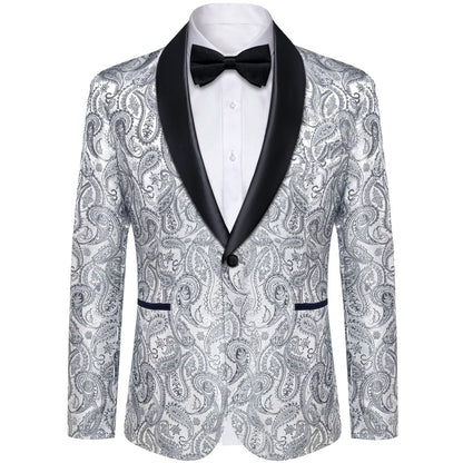 Men's Suits Blazer Green Red Silver Color Paisley Luxury Wedding Prom Business Banquet Suit Coat Men Clothing Jacket