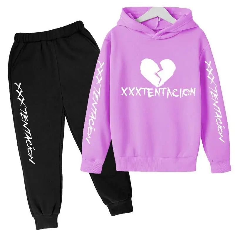Kids Spring Hip Hop Star Print Tracksuits 4-14 Year Boys Girls Fashion Streetwear rap Hoodie+Pants Outfits Sets Children Clothes