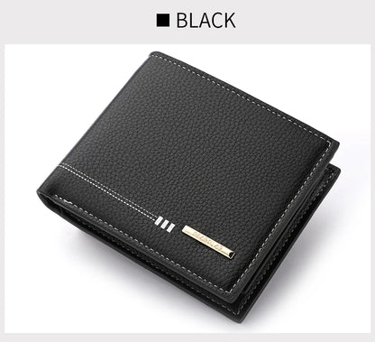 Nouveau Portefeuille Homme Porte-Cartes de Crédit Fermeture Éclair Porte-Monnaie Motif Litchi Haute Qualité Portefeuille Court d'Affaires Pour Hommes