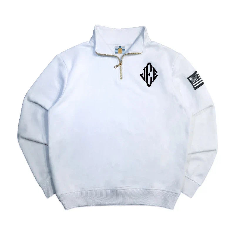 2 Pcs Outerwear Co-ords Y2K Retro JEE Quarterzip Pullover Hoodie American Trend Zipneck Embroidery Streetwear Sweatshirt Set