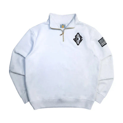 2 Pcs Outerwear Co-ords Y2K Retro JEE Quarterzip Pullover Hoodie American Trend Zipneck Embroidery Streetwear Sweatshirt Set