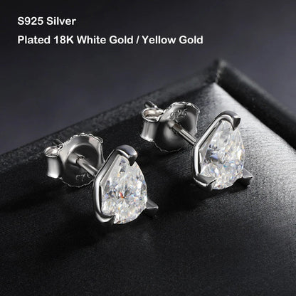 GRA Certified 0.5/1/2CT D Color Pear Cut Moissanite Earrings For Women 925 Silver Plated 18k Party Wedding Earring Ear Stud