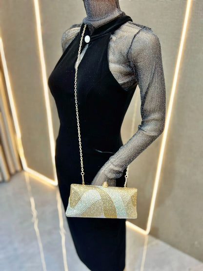 Fashion Trendy Party Bag Evening Shiny Rhinestone Clutch Phone Holder Large Capacity Women's Daily Use Glitter Party Bag