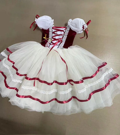 Adults Women Girls Long Ballerina Dress Kids Child Giselle Performance Swan Dance Costume Red Romantic Tutu Ballet Skirt Clothes