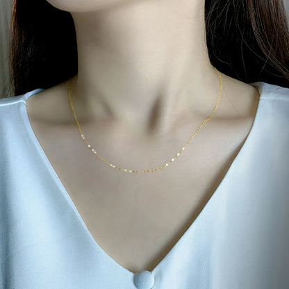 Real 18K yellow Gold Chopin Chain Necklace Au750 Fine Jewelry Wedding For Female Wedding Gift X269 22-9-14