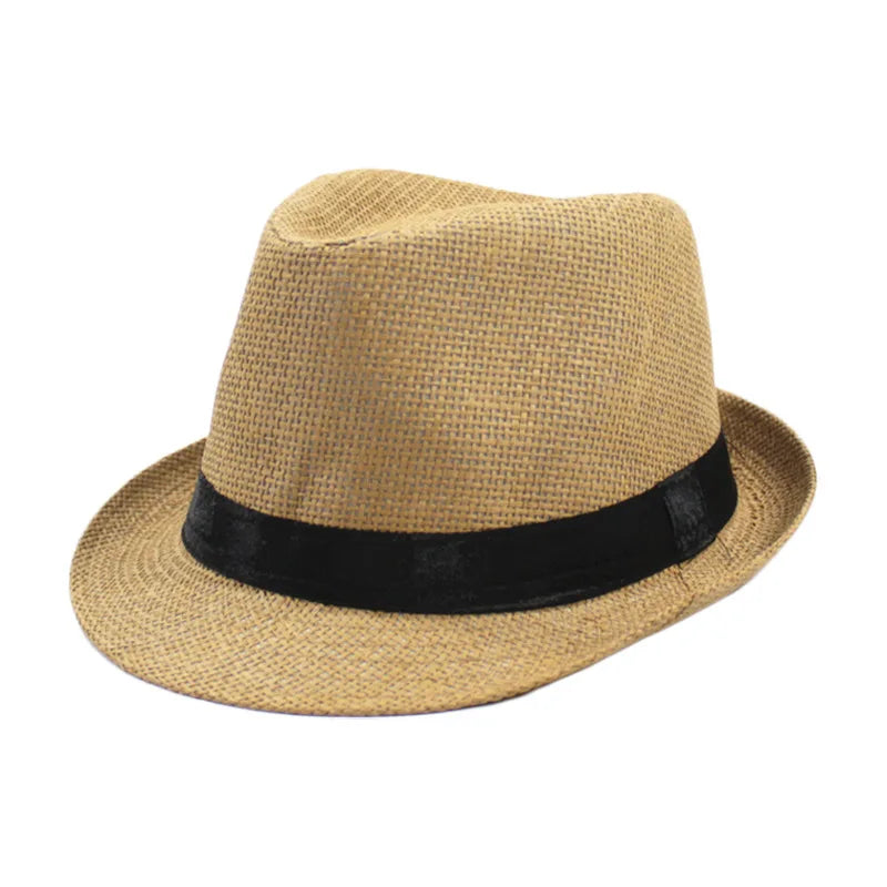 Summer Fedoras for Men Middle old aged Cap Linen Panama Solid  Jazz Hat Cowboy  Men's Women's  British Party Sun Hat