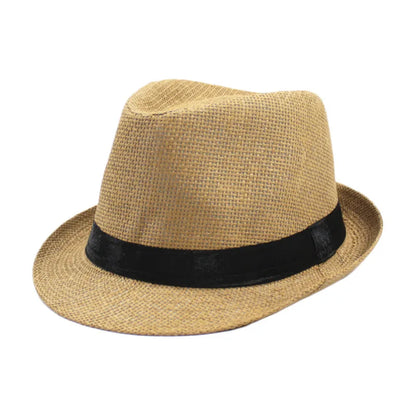 Summer Fedoras for Men Middle old aged Cap Linen Panama Solid  Jazz Hat Cowboy  Men's Women's  British Party Sun Hat