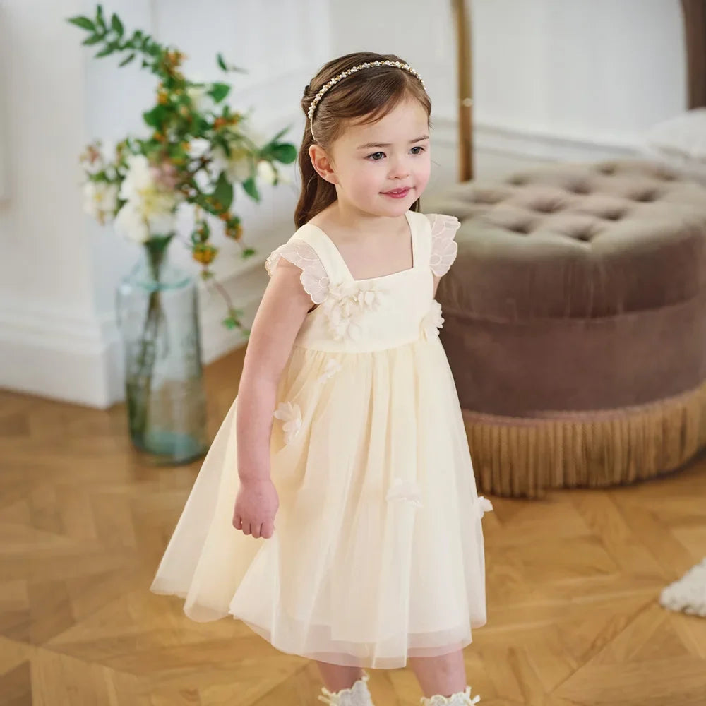Dave Bella Girls Mesh Party Princess Dress Children Embroidery Sleeveless Ball Gown Dress Sweet Wedding Birthday DB2261852