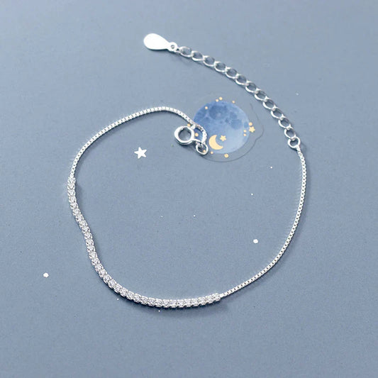 Bracelet réglable en argent sterling 925, zircone cubique transparente scintillante et exquise, pour femme, cadeaux de mariage, bijoux fins