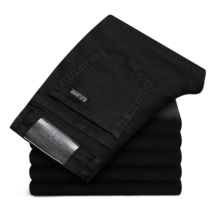 Men Plus Size Jeans 38 40 Slim Skinny Stretch Straight Classic Version of Simple Black Denim Pants Male Brand Clothing