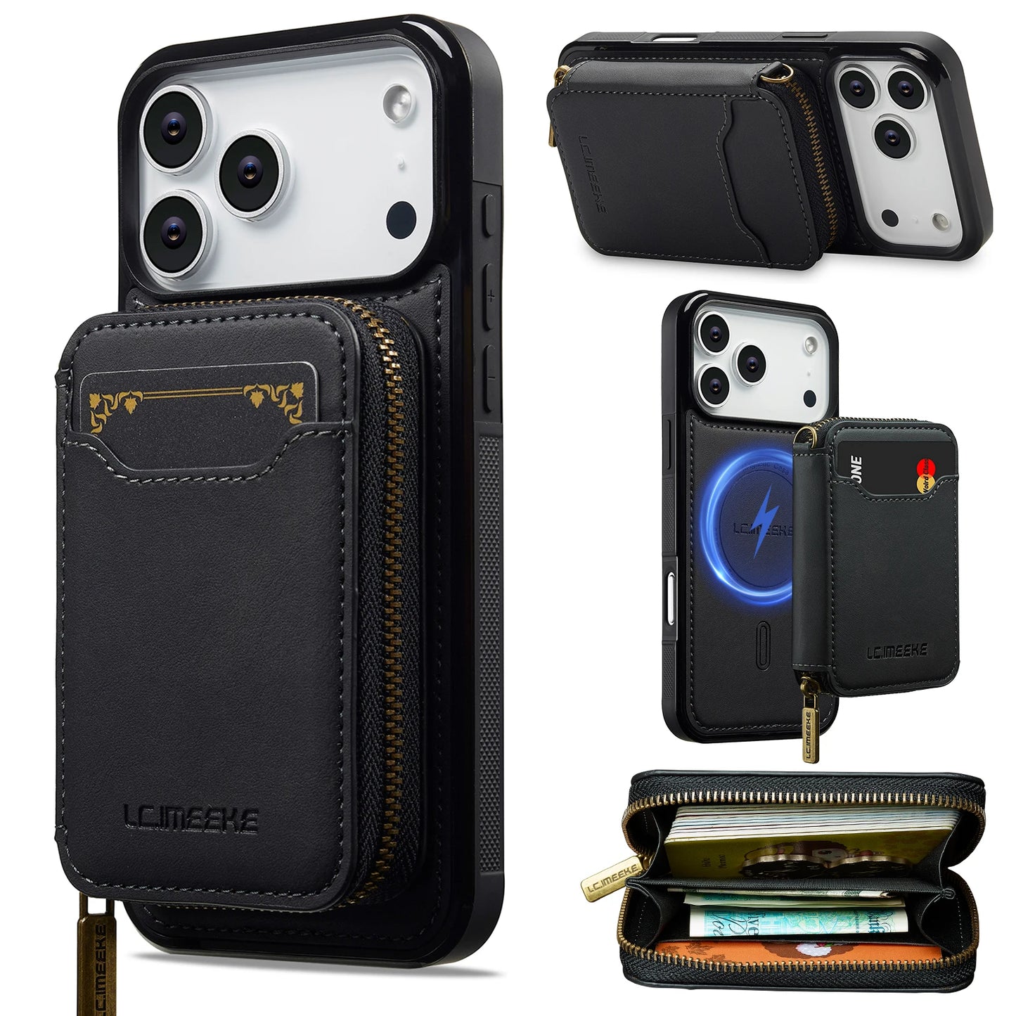 Detachable Magnetic Wallet Leather Phone Case for IPhone 17 Pro Max Air 16 Plus 15 14 13 12 11 Pro 16E Anti-Theft Brush Cover