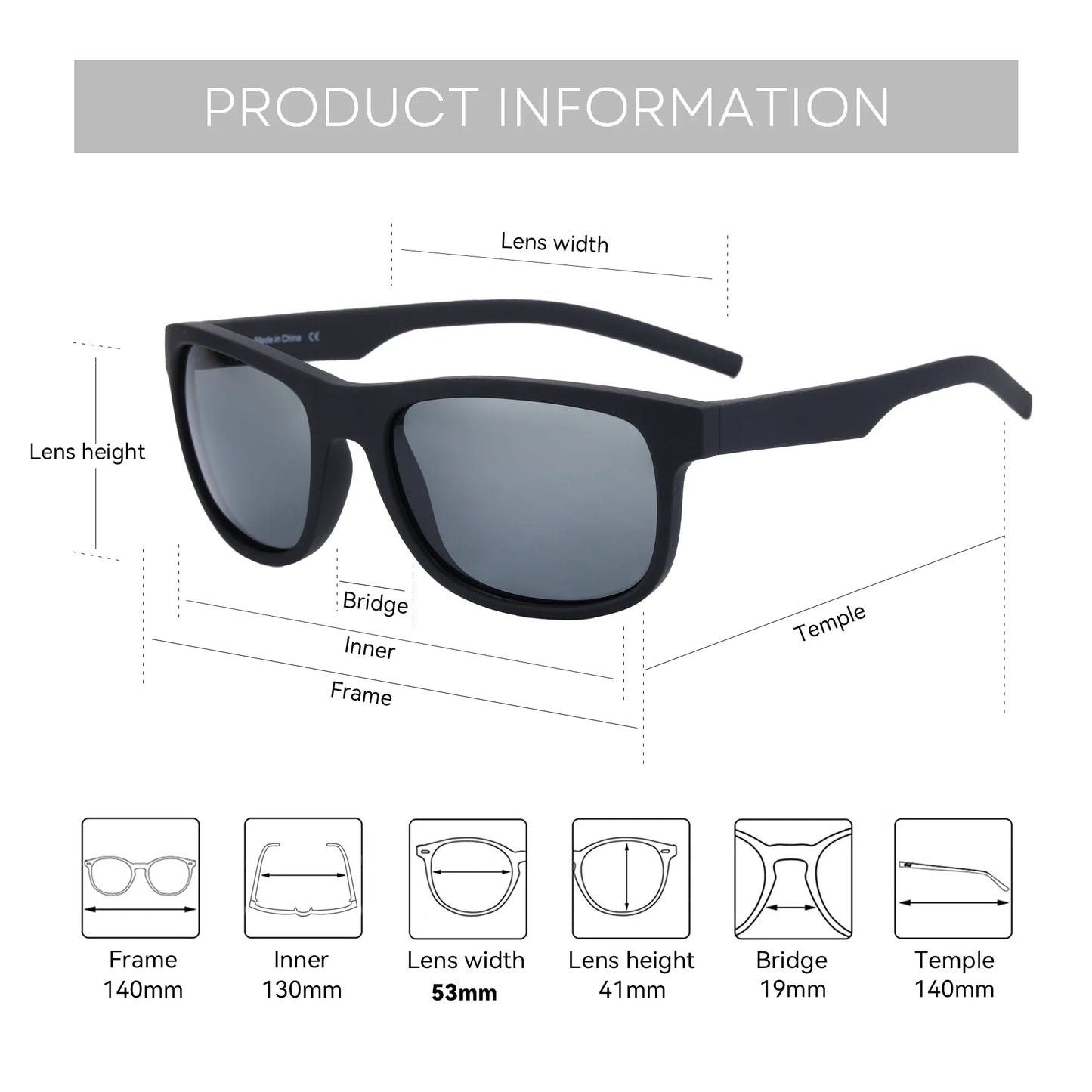 TR90 Polarized Sunglasses For Men Driver Driving Shades Sun Glasses Classic Square Mirror UV400 Protection Sunglasses