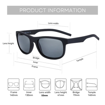 TR90 Polarized Sunglasses For Men Driver Driving Shades Sun Glasses Classic Square Mirror UV400 Protection Sunglasses