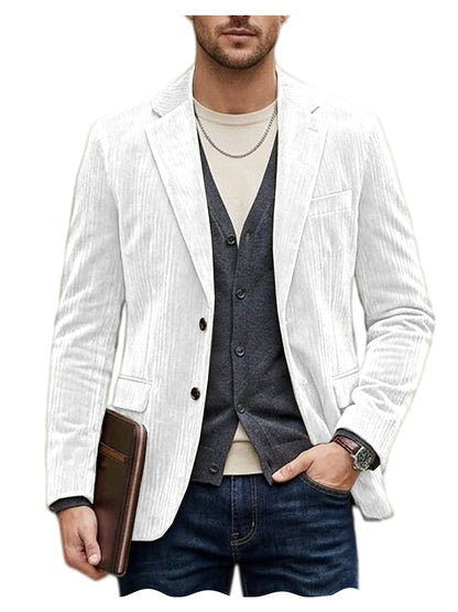 Men's Corduroy Blazer Jacket Casual Double-Sided Snow Cotton Slim Fit Notched Lapel Sport Coat for Business Daily Wear