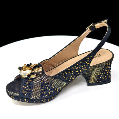 2025 Elegant Women's Peep-Toe Heels & Wine Color Diamond Pumps Set - Chic Italian Footwear & Matching Bags for Parties