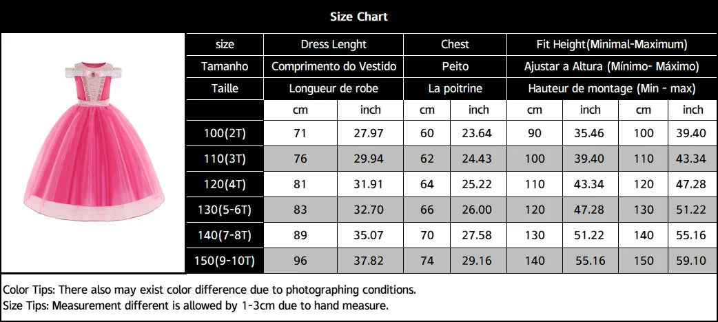 Aurora Kids Cosplay Costume Princess Deluxe Outfits Children Birthday Party Elegant Ball Gown Fairy Disguise Apparel 12Y