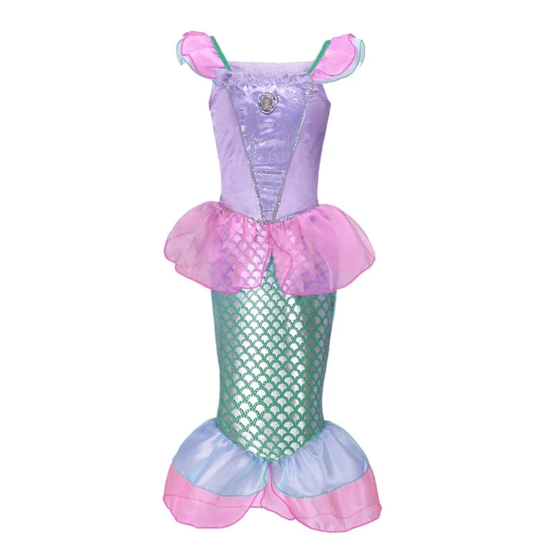 Muababy Princess Dress for Girls Aurora Belle Elsa Jasmine Cosplay Costume Party Halloween Carnival Outfit Kids 2-8Y Vestido