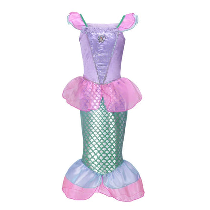 Muababy Princess Dress for Girls Aurora Belle Elsa Jasmine Cosplay Costume Party Halloween Carnival Outfit Kids 2-8Y Vestido