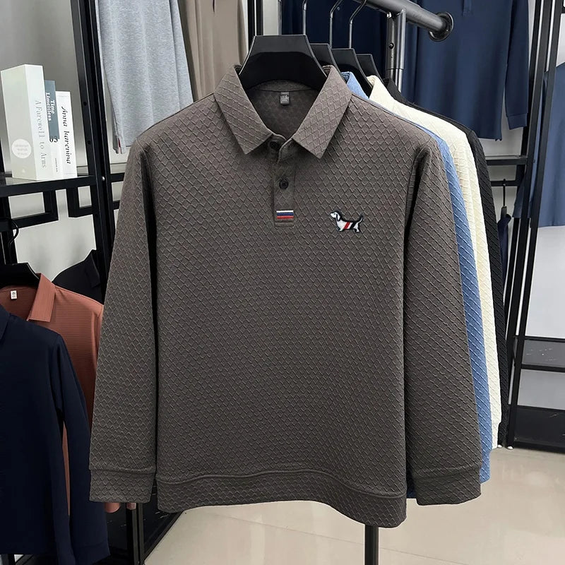 luxury men's new high quality long sleeves Polo shirt lapel embroidery jacquard brant T-shirt business fashion leisure Mens wear